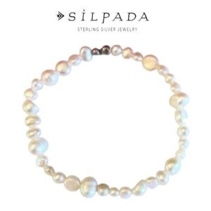 Vintage Silpada Freshwater Pearl Bracelet with Sterling Silver 925 Accent Beads